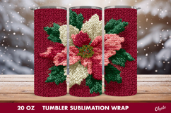 Christmas Poinsettia Tumbler Wrap. Crochet Poinsettia PNG Product Image 1