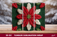 Christmas Poinsettia Tumbler Wrap. Crochet Poinsettia PNG Product Image 1