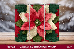 Christmas Poinsettia Tumbler Wrap. Crochet Poinsettia PNG Product Image 1