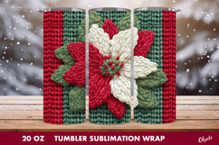 Christmas Poinsettia Tumbler Wrap. Crochet Poinsettia PNG Product Image 1