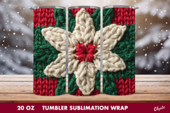 Christmas Poinsettia Tumbler Wrap PNG. Crochet Poinsettia Product Image 1