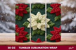 Christmas Poinsettia Tumbler Wrap PNG. Crochet Poinsettia Product Image 1
