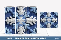 Christmas Snowflake Tumbler Wrap. Crochet Snowflakes PNG Product Image 1
