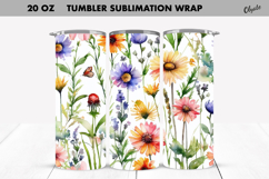 Wildflower Tumbler Sublimation Wrap. 20 OZ Tumbler PNG Product Image 1