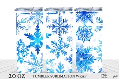 Snowflakes Tumbler Sublimation. Winter Tumbler Wrap PNG Product Image 1