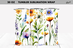 Wildflower Tumbler Sublimation Wrap. 20 OZ Tumbler PNG Product Image 1