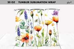 Wildflower Tumbler Sublimation Wrap. 20 OZ Tumbler PNG Product Image 1