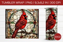 Stained Glass Red Cardinal | Christmas Tumbler Sublimation Product Image 1