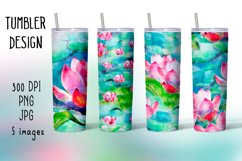 20 oz Tumbler Sublimation. 5designs/Watercolor lotus Product Image 1