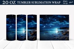 Night Sea Tumbler Wrap PNG. Black Tumbler Sublimation PNG Product Image 1