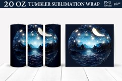 Night Sea Tumbler Wrap. Black Tumbler Sublimation PNG Product Image 1
