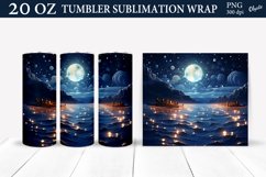 Night Sea Tumbler Wrap. Black Tumbler PNG. 20 OZ Tumbler PNG Product Image 1