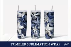 Shell Tumbler Design PNG. Chinoiserie Porcelain Tumbler Wrap Product Image 1