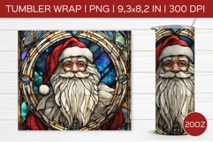 Stained Glass Santa Klaus | Christmas Tumbler Sublimation Product Image 1
