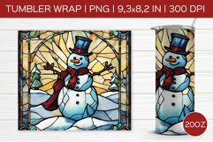 Stained Glass Snowman | Christmas Tumbler Sublimation Product Image 1