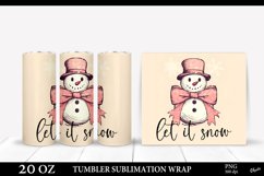 Vintage Snowman Tumbler Sublimation PNG. Christmas Tumbler Product Image 1