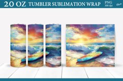 Watercolor Surf Tumbler PNG. Surfing 20 OZ Tumbler PNG Product Image 1