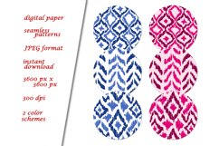 Ikat digital paper, Blue pink boho ethnic seamless pattern Product Image 2