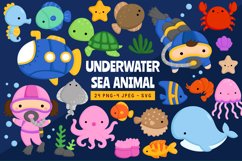 Doodle Sea Animals Clipart - Cute Animals Clip Art Product Image 1