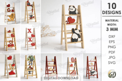 Valentine Mini Ladders Bundle Laser Cut. Stand Decor SVG Product Image 1