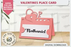 Valentine's Place Card Paper Cut. Wedding Name Card SVG Product Image 1
