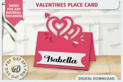 Valentine's Place Card Paper Cut. Wedding Name Card SVG Product Image 1