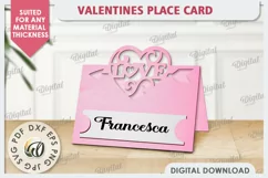 Valentine's Place Card Paper Cut. Wedding Name Card SVG Product Image 1