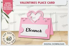 Valentine's Place Card Paper Cut. Wedding Name Card SVG Product Image 1