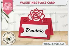 Valentine's Place Card Paper Cut. Wedding Name Card SVG Product Image 1