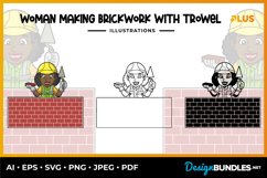 Woman Making Brickwork With Trowel Illustrations Product Image 1