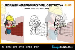 Bricklayer Measuring Brick Wall Construction Illustrations Product Image 1