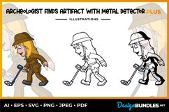 Archeologist Finds Artifact with Metal Detector Illustration Product Image 1