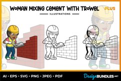 Woman Mixing Cement With Trowel Illustrations Product Image 1