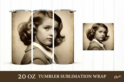 Vintage Baby Tumbler. Retro Baby Face. 20 OZ Wrap PNG Product Image 1