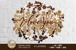 I Love You Mum Floral Wreath - Laser Cut Files Product Image 2