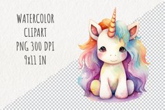 Cute Unicorn | Sublimation Design | Watercolor Clipart Product Image 1