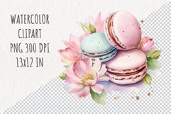 Flower and Macaroons| Sublimation Design| Watercolor Clipart Product Image 1
