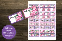 Watercolor Peonies Half Boxes Planner Stickers Product Image 1
