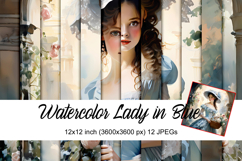 Watercolor Lady in Blue Papers Product Image 1