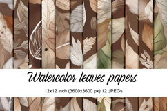 Watercolor Leaves Digital Papers Product Image 1