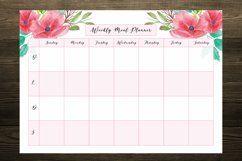 Red Watercolor Flowers Meal Planner Product Image 2