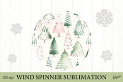Watercolor Christmas Tree Wind Spinner PNG. Christmas PNG Product Image 1