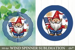 Patriotic Wind Spinner PNG. Gnome Sublimation Product Image 1