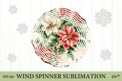 Poinsettia Wind Spinner. Watercolor Christmas Sublimation Product Image 1
