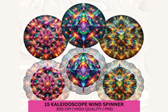 Kaleidoscope Wind Spinner PNG Bundle, Neon Spinner Product Image 1