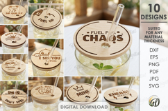 3D Cup Covers Bundle Laser Cut. Engraved Cup Toppers SVG Product Image 1