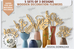 Wooden Flowers Laser Cut Bundle. Wooden Wildflowers SVG Product Image 1