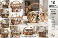 3D Easter Baskets Bundle Laser Cut. Easter Egg Holder SVG Product Image 1