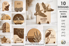 3D Home Decor Signs Bundle Laser Cut. Stand Decor SVG Product Image 1