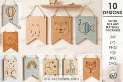 Lacing Banners Bundle Lasercut. Wall Decor. Bunting Flag SVG Product Image 1
